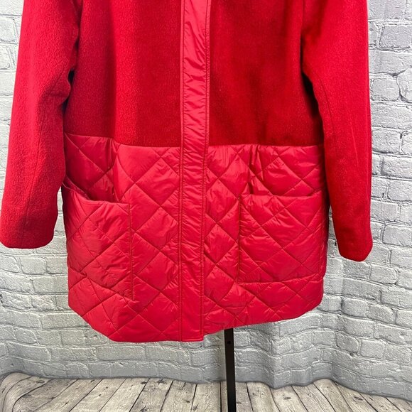 Dennis Basso Mixed Media Quilted Jacket with Hood Red Size 1X Winter Coat - Picture 6 of 8